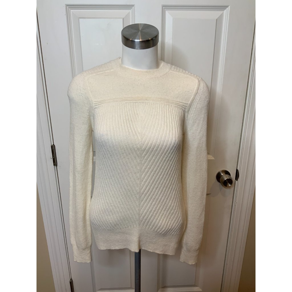 Iro Cream Rib Knit Alpaca/Wool Crew Neck Conan Sweater Nwt $395, Size Xs
